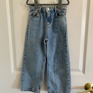 Zara kids heart pocket wide leg Classic Blue Denim Jeans 5-6 years